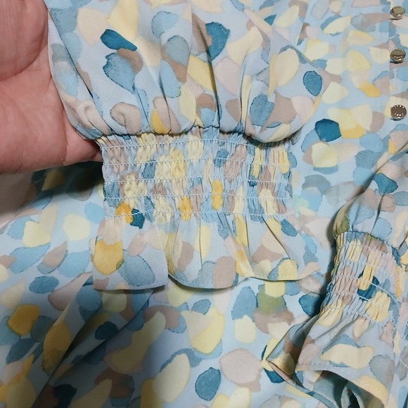 DKNY Women's XL Long Sleeve Ruffle Neck Button Down Blouse Top - Picture 7 of 7